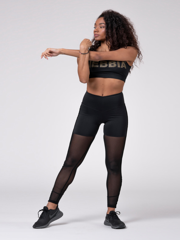 Nebbia Černé dámské průsvitné sportovní legíny Nebbia