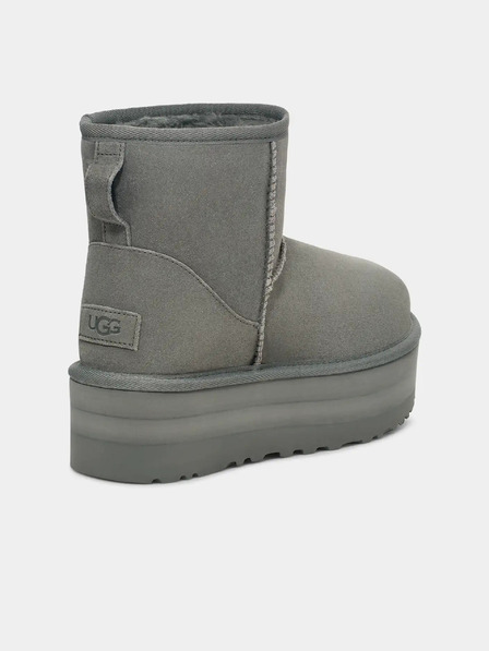 UGG Šedé dámské semišové sněhule na platformě UGG Classic Mini Platform