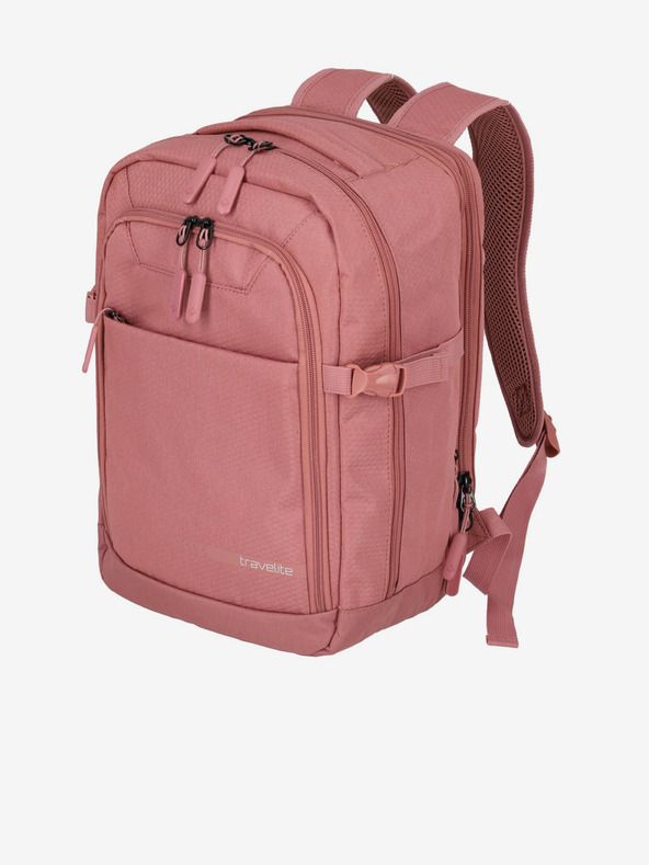 Travelite Růžový dámský batoh Travelite Kick Off Cabin Backpack Rosé