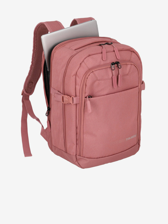 Travelite Růžový dámský batoh Travelite Kick Off Cabin Backpack Rosé