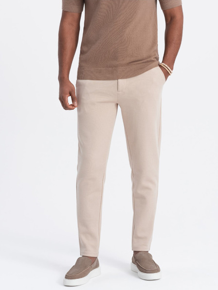 Ombre Clothing Béžové pánské carrot kalhoty Ombre Clothing
