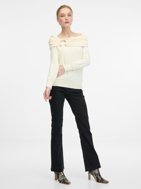 Orsay Krémové dámské tričko s dlouhým rukávem ORSAY