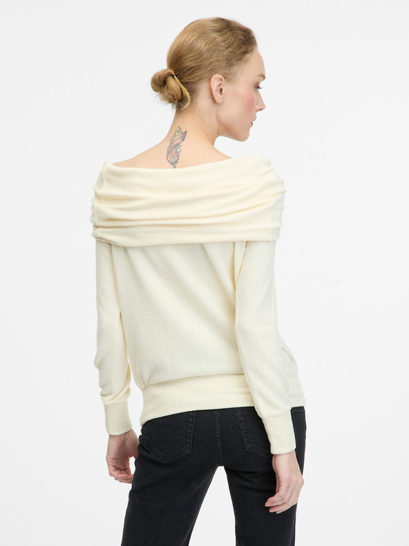 Orsay Krémové dámské tričko s dlouhým rukávem ORSAY