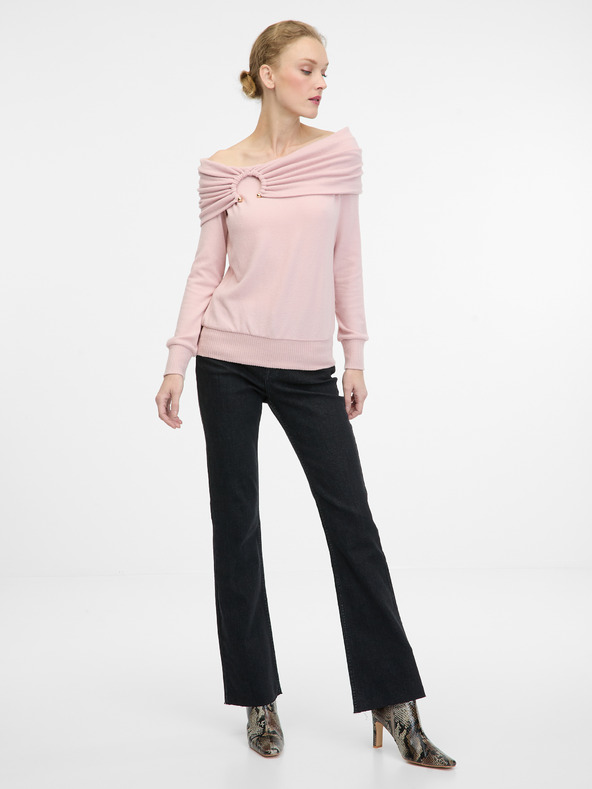 Orsay Světle růžové dámské tričko s dlouhým rukávem ORSAY