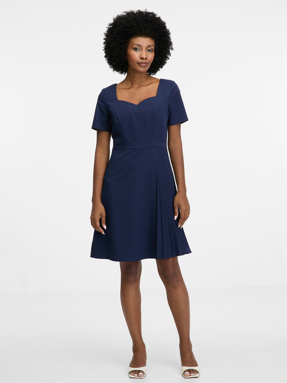 Orsay Modré dámské šaty ke kolenům ORSAY