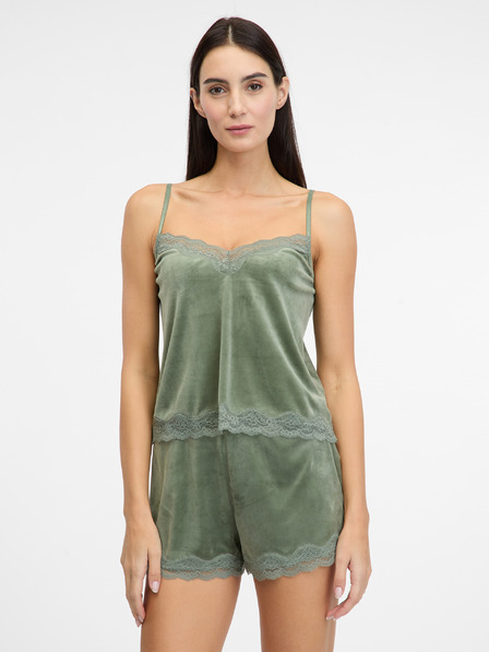 Orsay Khaki dámský semišový pyžamový top ORSAY