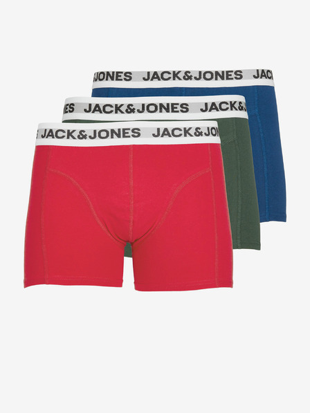 Jack & Jones Sada tří pánských boxerek v modré, zelené a červené barvě Jack & Jones Rikki