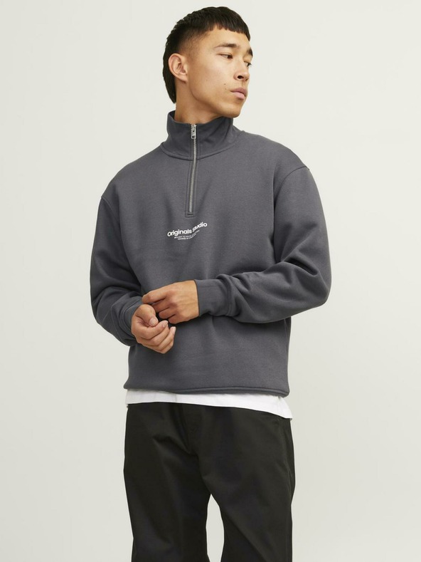 Jack & Jones Šedá pánská mikina se zipem Jack & Jones