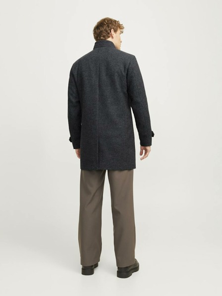 Jack & Jones Tmavě šedý pánský vlněný kabát Jack & Jones