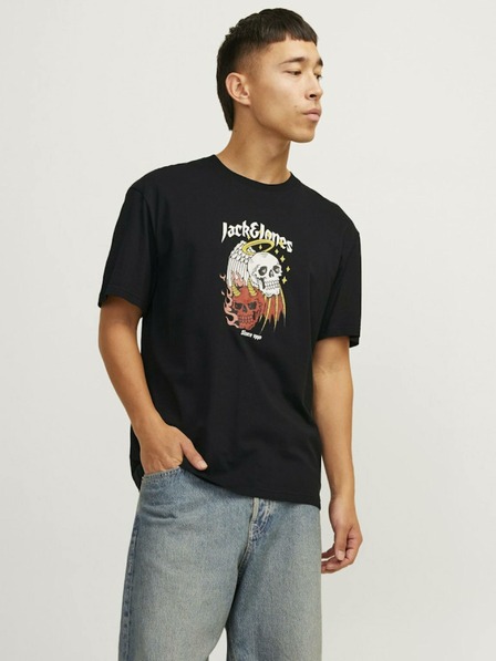 Jack & Jones Černé pánské tričko Jack & Jones Seven
