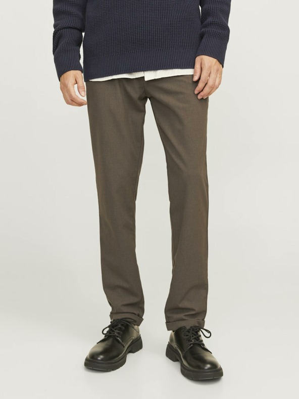 Jack & Jones Tmavě hnědé pánské chino kalhoty Jack & Jones Marco