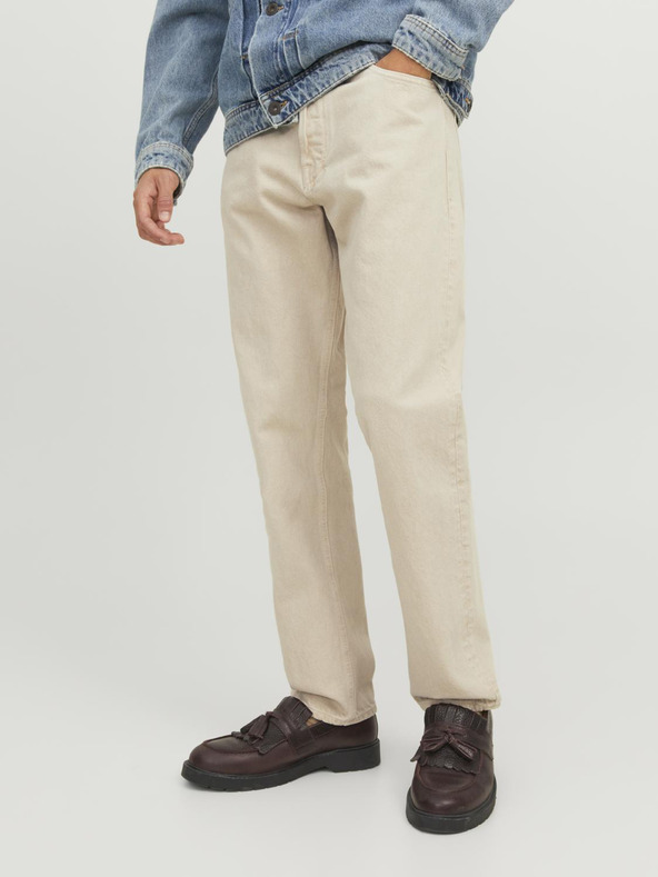 Jack & Jones Béžové pánské straight fit džíny Jack & Jones Chris