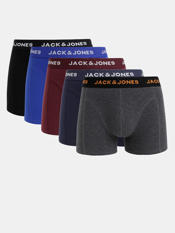 Jack & Jones Sada pěti boxerek v modré, černé, šedé a vínové barvě Jack & Jones Black Friday