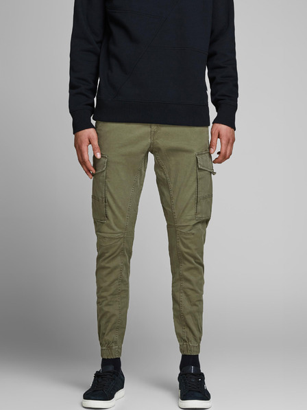 Jack & Jones Zelené pánské kalhoty Jack & Jones Paul