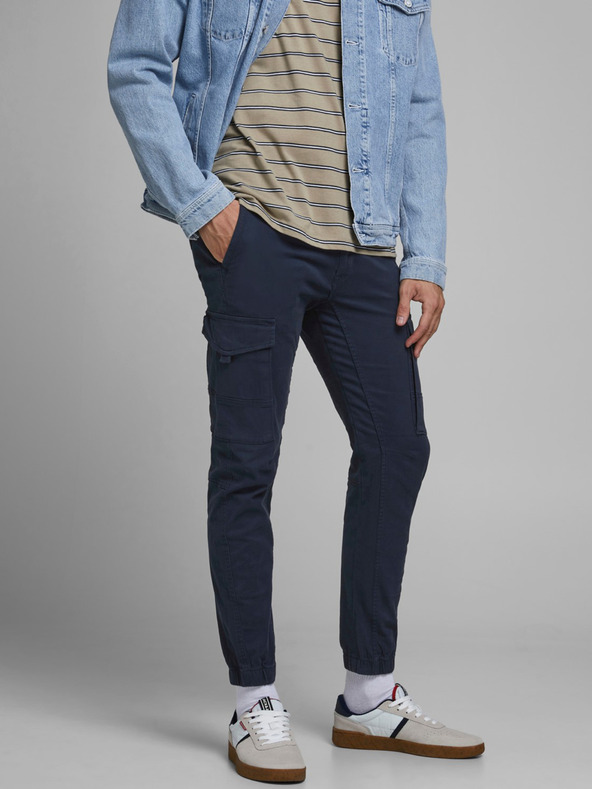 Jack & Jones Tmavě modré kalhoty Jack & Jones Paul