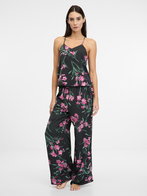 Orsay Černé dámské saténové pyžamové kalhoty ORSAY