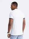 Ombre Clothing Bílé pánské polo tričko Ombre Clothing