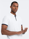 Ombre Clothing Bílé pánské polo tričko Ombre Clothing