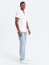 Ombre Clothing Bílé pánské polo tričko Ombre Clothing