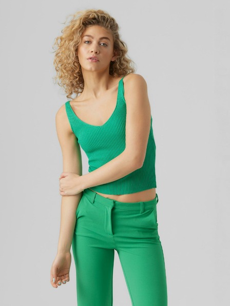 Vero Moda Zelené dámské žebrované basic tílko VERO MODA Glory