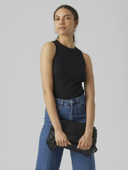 AWARE by VERO MODA Černé dámské žebrované basic tílko AWARE by VERO MODA Lavender