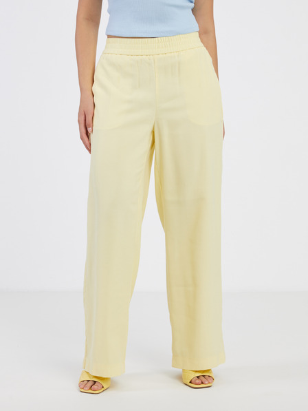 Vero Moda Světle žluté dámské široké kalhoty VERO MODA Carmen