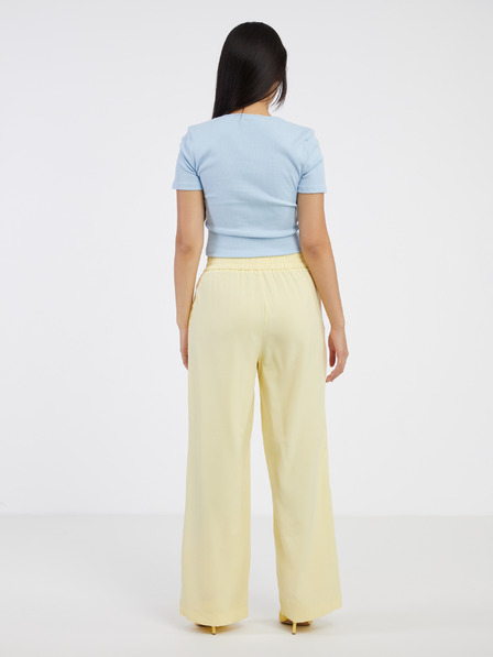 Vero Moda Světle žluté dámské široké kalhoty VERO MODA Carmen