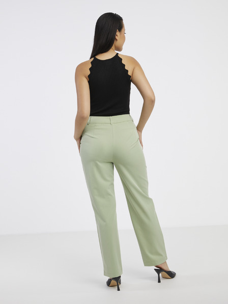 Vero Moda Světle zelené dámské zkrácené kalhoty VERO MODA Zelda