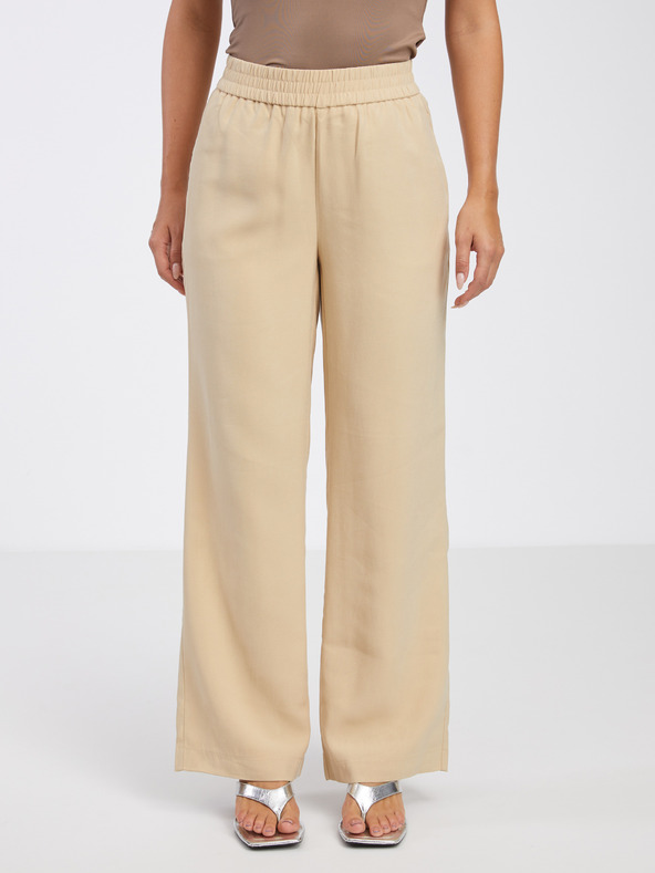 Vero Moda Béžové dámské široké kalhoty VERO MODA Carmen