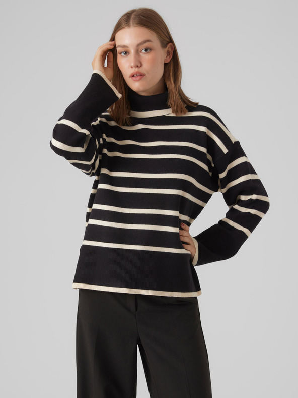 Vero Moda Černý dámský pruhovaný svetr VERO MODA Saba