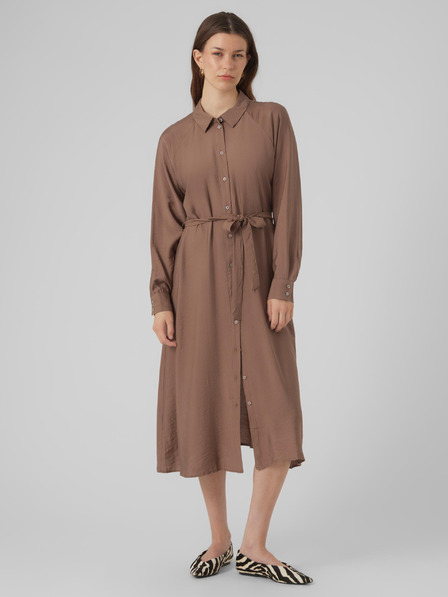 Vero Moda Hnědé dámské košilové šaty VERO MODA Debby