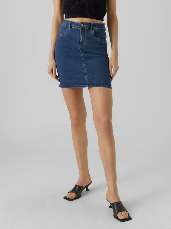 Vero Moda Tmavě modrá dámská džínová sukně Vero Moda Luna