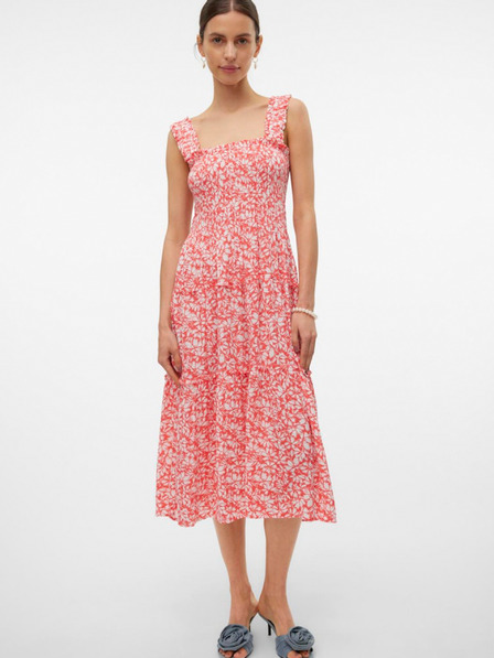 Vero Moda Červeno-bílé dámské midi šaty Vero Moda Menny