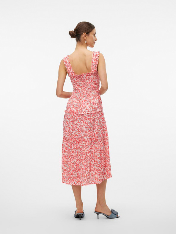 Vero Moda Červeno-bílé dámské midi šaty Vero Moda Menny