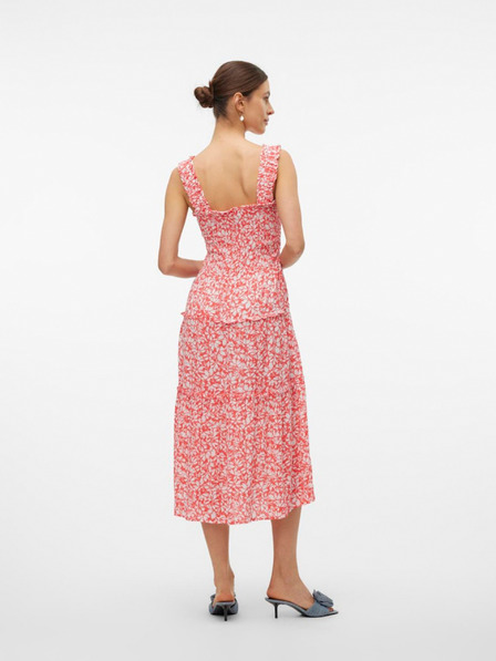 Vero Moda Červeno-bílé dámské midi šaty Vero Moda Menny