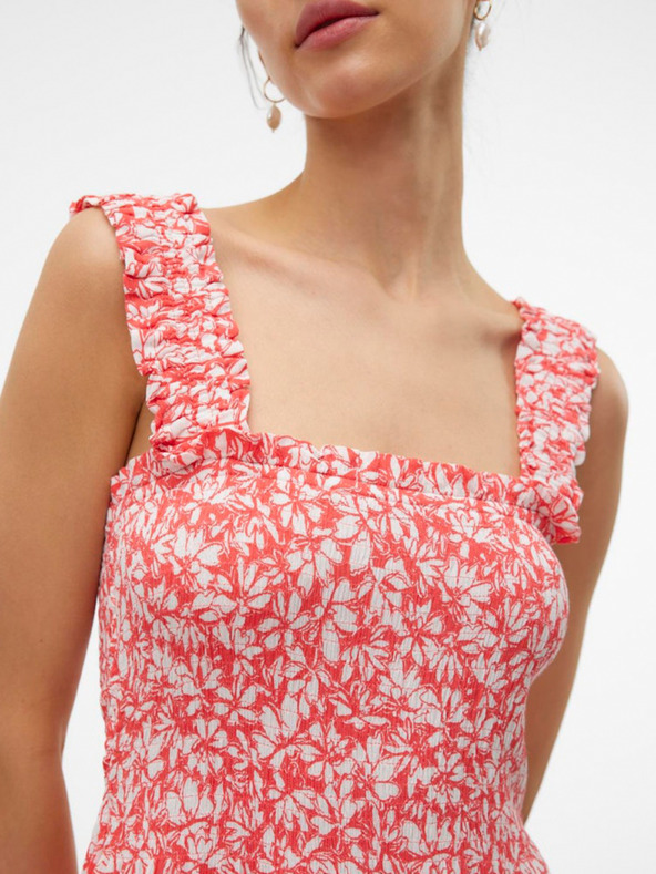 Vero Moda Červeno-bílé dámské midi šaty Vero Moda Menny