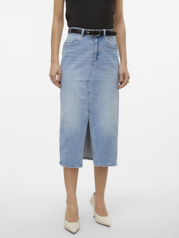 Vero Moda Světle modrá dámská džínová midi sukně Vero Moda Veri