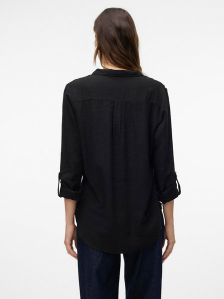 Vero Moda Černá dámská lněná halenka Vero Moda Linn Bumpy