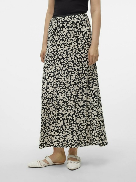 Vero Moda Krémovo-černá dámská květovaná maxi sukně Vero Moda Alba