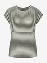Vero Moda Bílo-zelené dámské pruhované tričko Vero Moda Ava
