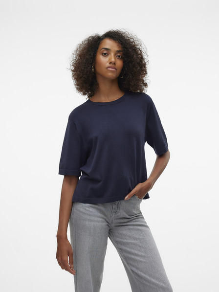 Vero Moda Tmavě modrý dámský svetr s krátkým rukávem Vero Moda Silje