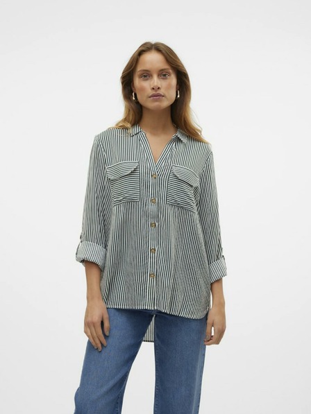 Vero Moda Bílo-zelená dámská pruhovaná košile Vero Moda Bumpy