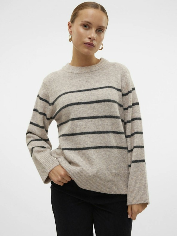 Vero Moda Černo-béžový dámský pruhovaný svetr Vero Moda Flawless