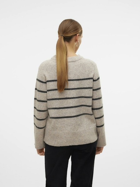 Vero Moda Černo-béžový dámský pruhovaný svetr Vero Moda Flawless