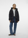 Vero Moda Černý dámský péřový kabát Vero Moda Leonielea