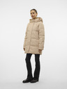 Vero Moda Béžový dámský péřový kabát Vero Moda Leonielea