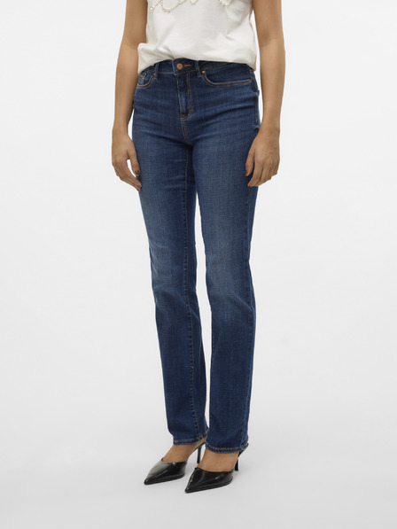 Vero Moda Tmavě modré dámské straight fit džíny Vero Moda Flash