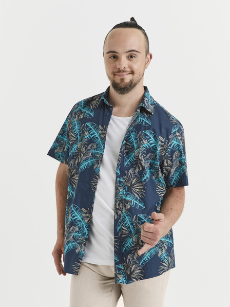 Celio Modrá pánská vzorovaná košile Celio Vawai