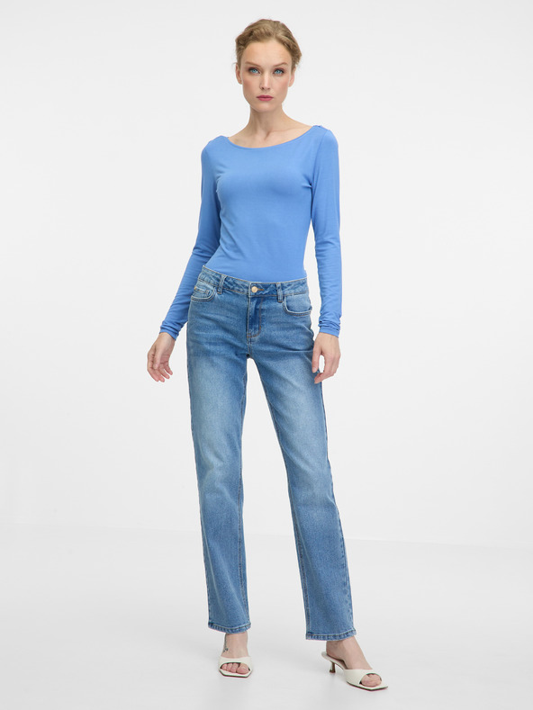 Orsay Modré dámské tričko s dlouhým rukávem ORSAY