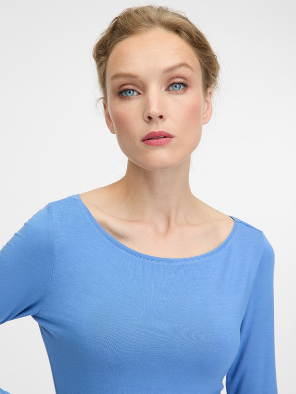 Orsay Modré dámské tričko s dlouhým rukávem ORSAY